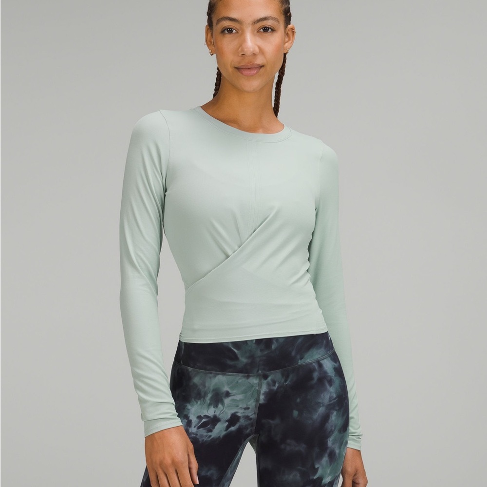 lululemon athletica Light Blue Long Sleeve Tie-Front Top Time to Restore